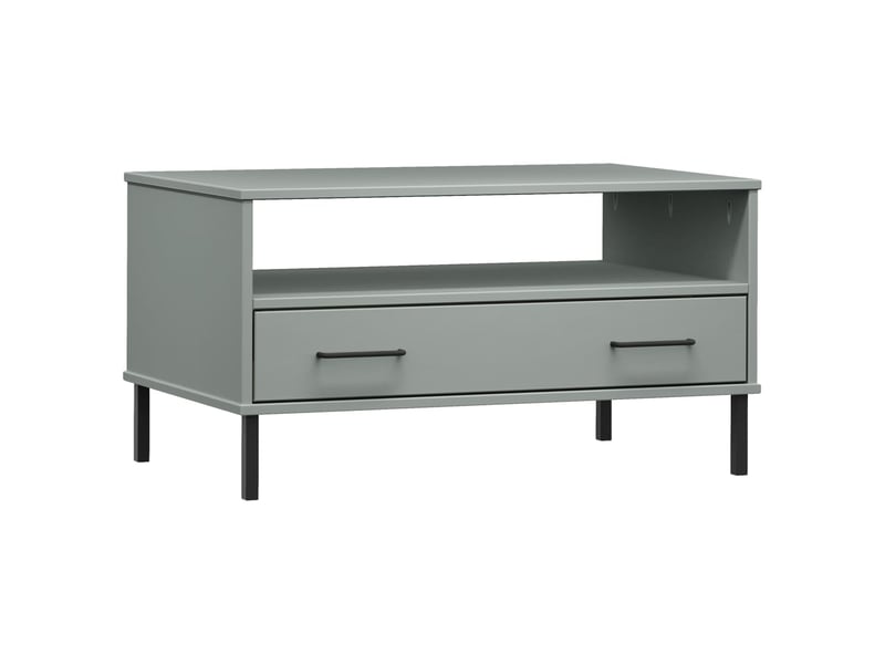 Table basse | table d'appoint salon avec pieds en métal gris 85x50x45 cm bois oslo - Conforama A