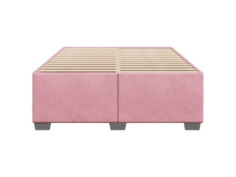  Lit double- lit adulte -  cadre de lit sans matelas rose 140x200 cm velours  - Conforama C