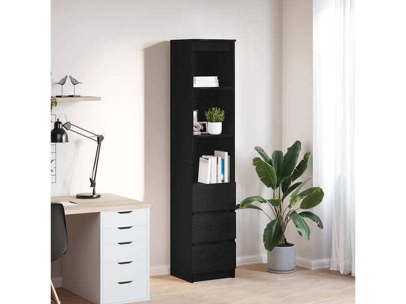  Buffet haut - bahut - meuble de rangement chêne noir 37,5x35x180 cm bois d'ingénierie  - Conforama B
