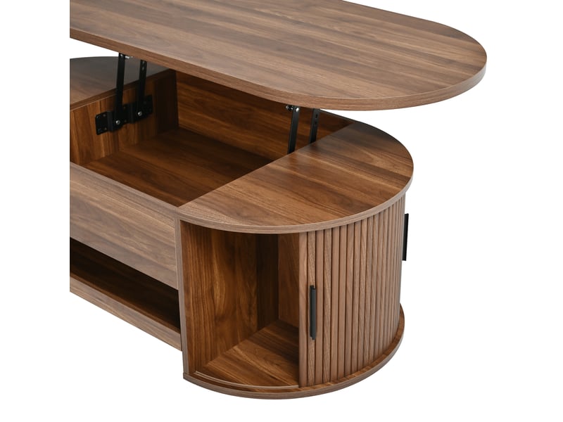  Table basse relevable 110x55 cm – noyer – rangement caché, portes coulissantes et plateau coulissant  - Conforama E