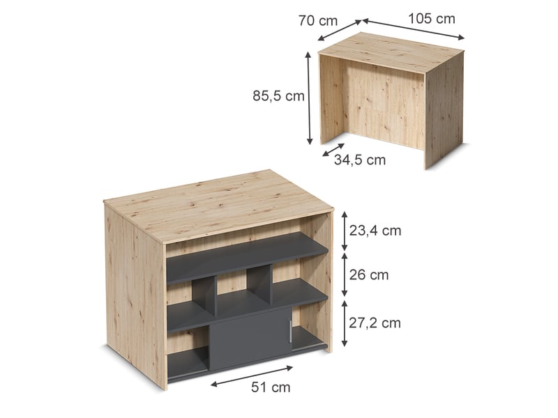 Vicco table de bar, chêne artisananthracite, 105x70cm  - Conforama B