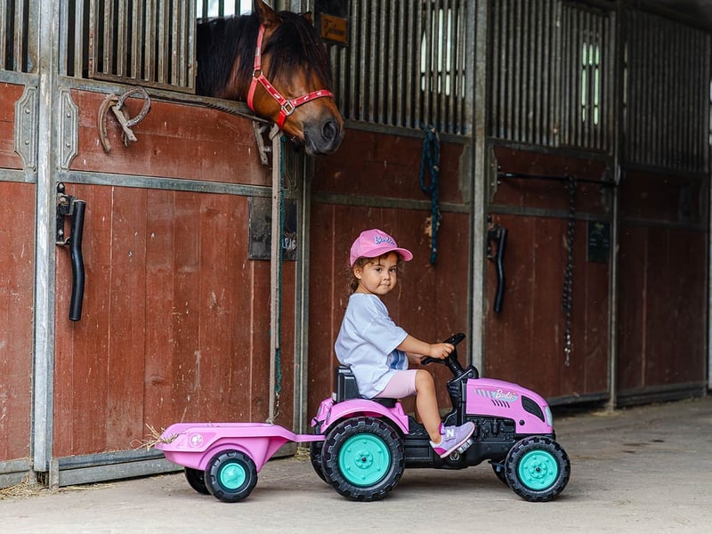  Tracteur enfant barbie avec remorque 2 à 5 ans - falk  - Conforama E