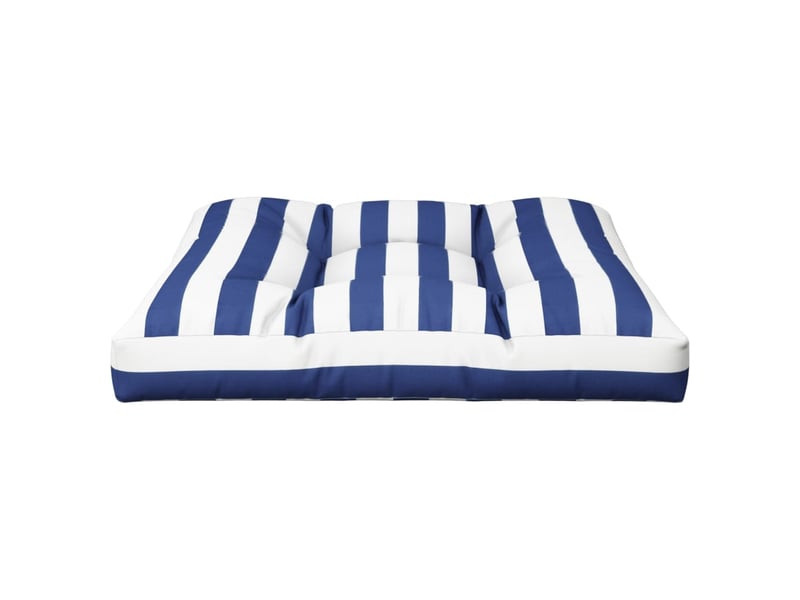  Coussin de palette, coussin de chaise, coussin de canapé rayures bleues et blanches 70x70x12 cm tissu cf55424  - Conforama E