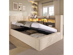 Lit coffre 90x200 cm VIVRYN coloris beige