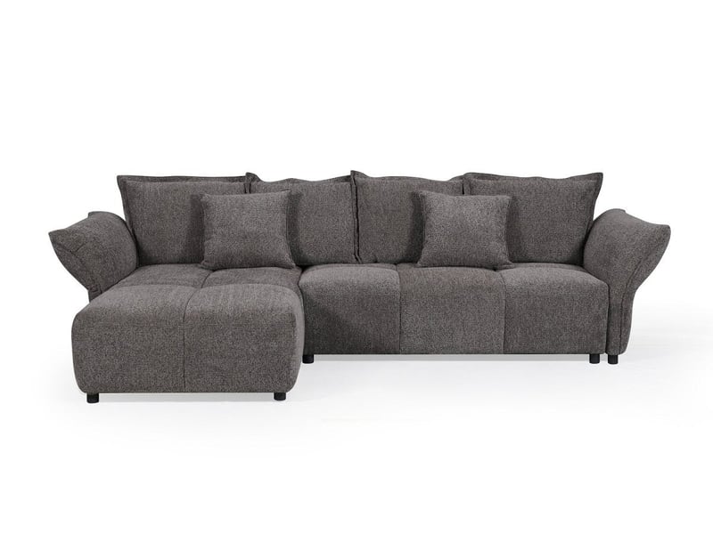  Canapé d'angle convertible réversible en velours tissé gris beline SF771-ANG-GRI - Conforama E