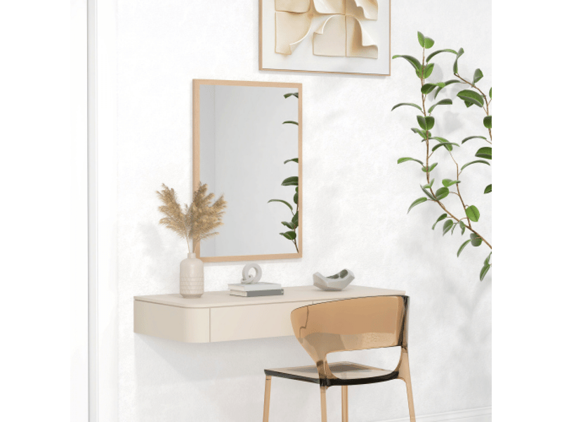  Miroir mural 50 x 70 cm avec 4 crochets,miroir rectangulaire décoratif pour chambre et salle de bain  - Conforama B