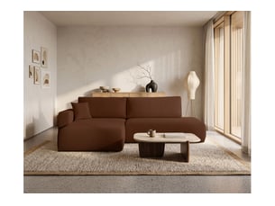 Canapé d'angle droit convertible LOUNGITUDE ALYA 5 places Velours côtelé Marron glacé