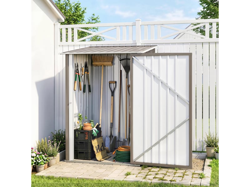  Abri de jardin 1m² - remise pour outils - cabanon porte verrouillable - dim. 1l x 1,03l x 1,6h m - tôle d'acier ondulée  - Conforama D