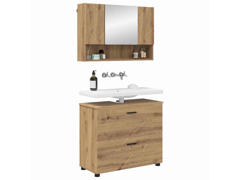 Ensemble de mobilier de salle de bain 2 pc chêne artisanal cf64044 - Conforama C