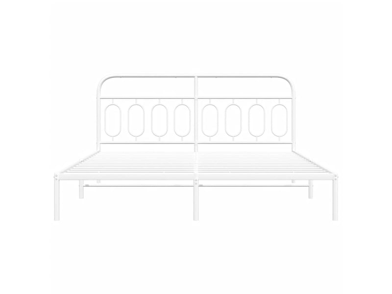  Lit double- lit adulte -  cadre de lit métal sans matelas et tête de lit blanc 160x200 cm  - Conforama C