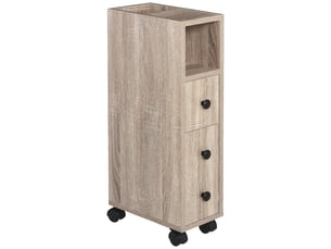Porte-papier toilette - armoire à papier toilette - meuble de salle de bain - 3 étagères + tiroir à papier - panneaux aspect chêne clair