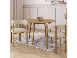 Lot de 2 chaises, fauteuils de table nella en tissu chenille beige pour salle à manger