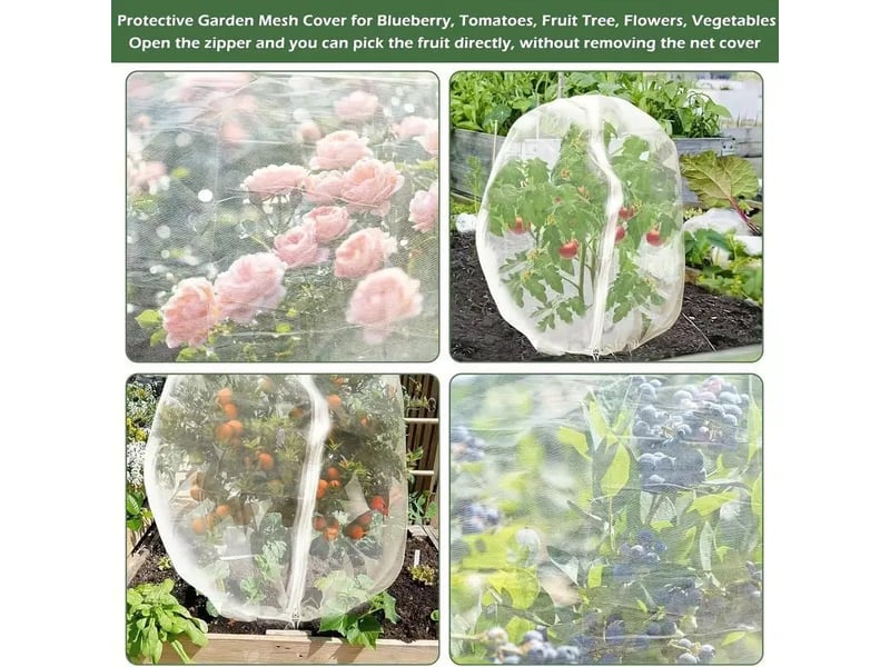Filet de protection pour arbres fruitier 2 × 2,4 m – housse anti-insectes avec fermeture éclair et cordon, filet anti-oiseaux et animaux pour jardin et plantes - Conforama C