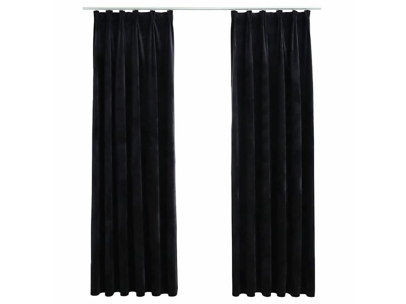  Lot de 2 rideaux occultants, rideaux black-out avec crochets velours noir 140x225 cm cf44899  - Conforama A