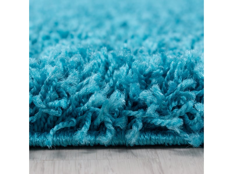 Shaggy - tapis uni rond - turquoise 120 x 120 cm LIFE1201201500TURKIS - Conforama C