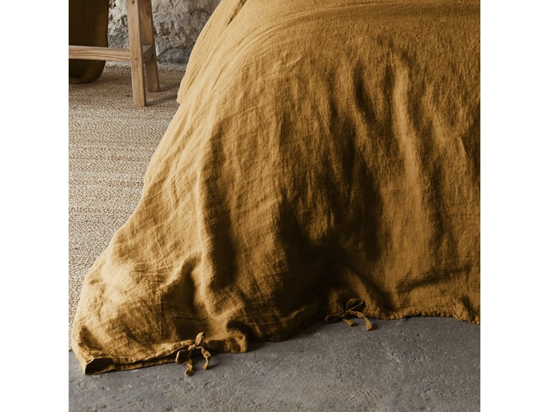  Housse de couette 200x200 cm lin rosalie caramel PD24953 - Conforama C