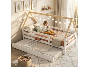 Lit cabane 90x200 cm BEAUNIV coloris blanc