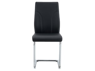 Lot de 2 chaises 40,6x40x95 cm salle à manger design moderne confortable revêtement pu noir, pieds en métal argenté