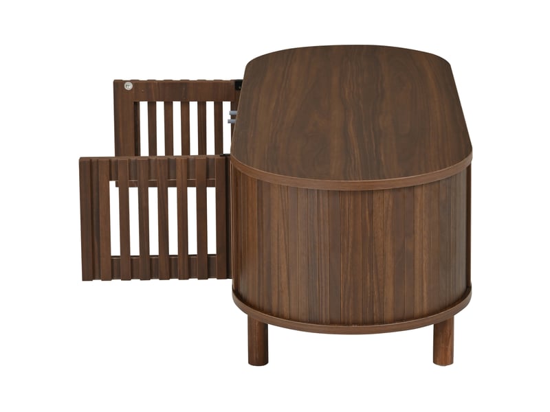  Table basse ovale avec rangement 100x40x38 cm en mdf coloris noyer  - Conforama E