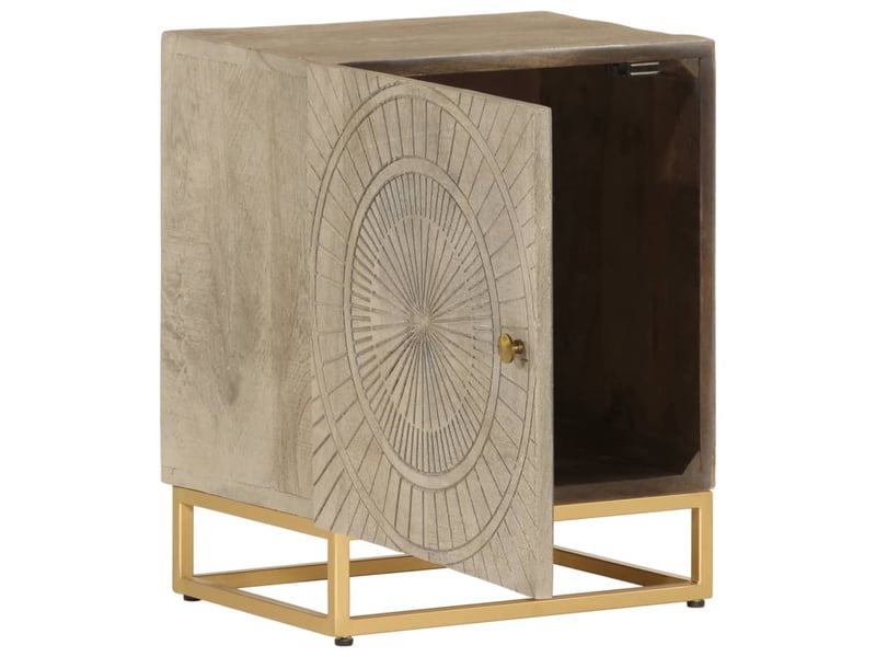  Table de chevet - cabinet de chevet - table de nuit 40x30x50 cm bois massif manguier et fer  - Conforama A