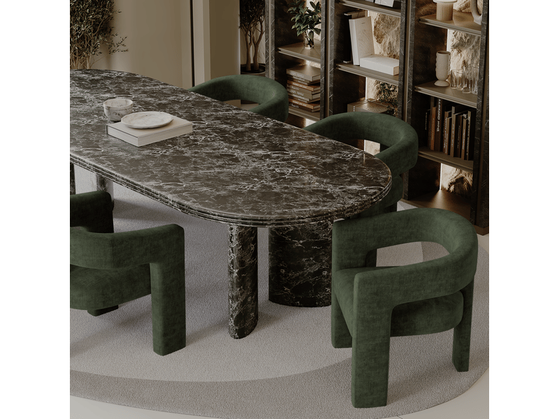  Fauteuil de salle à manger en velours kaki mila MILAVLKA - Conforama B