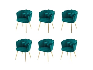 Lot de 6 chaises de salle à manger,63x58x77 cm,avec pieds dorés,velours,vert