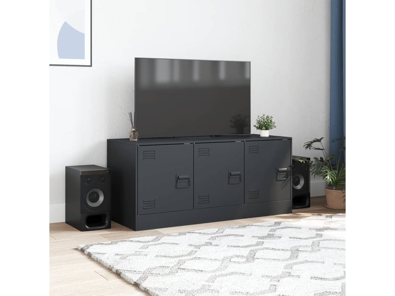  Meuble tv - banc tv - meuble de rangement anthracite 99x39x44 cm acier  - Conforama C