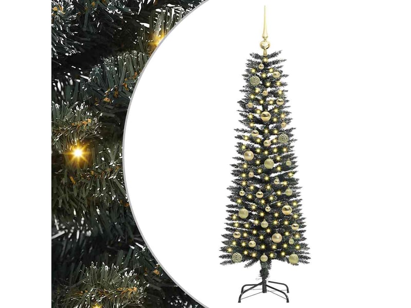  Sapin de noël artificiel, arbre de noël vert 150 cm pvc, plastique et acier shl436  - Conforama A