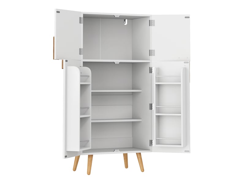 Armoire de cuisine colonne haute avec 4 portes, rangement avec étagères sur portes et tablettes réglables - Conforama A