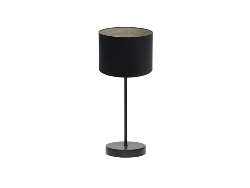  Fabrilamp tania lampe à poser noir effet bois gris, abat-jour textile effet bois, 1 x e14, 42 cm 188371009 - Conforama A