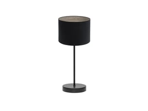 Fabrilamp tania lampe à poser noir effet bois gris, abat-jour textile effet bois, 1 x e14, 42 cm