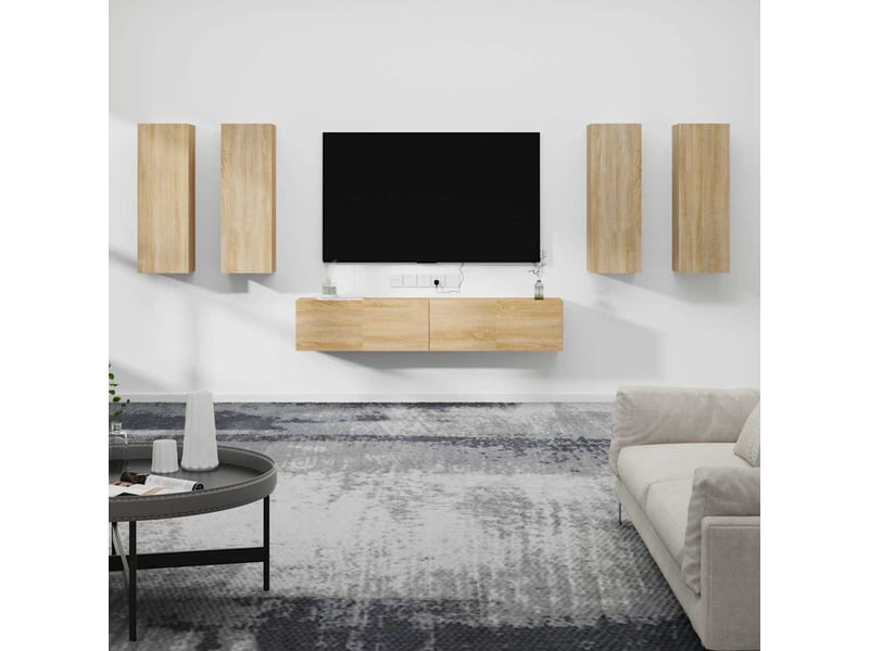  Ensemble de meubles tv - banc tv - meuble de rangement 6 pcs chêne sonoma bois d'ingénierie  - Conforama B