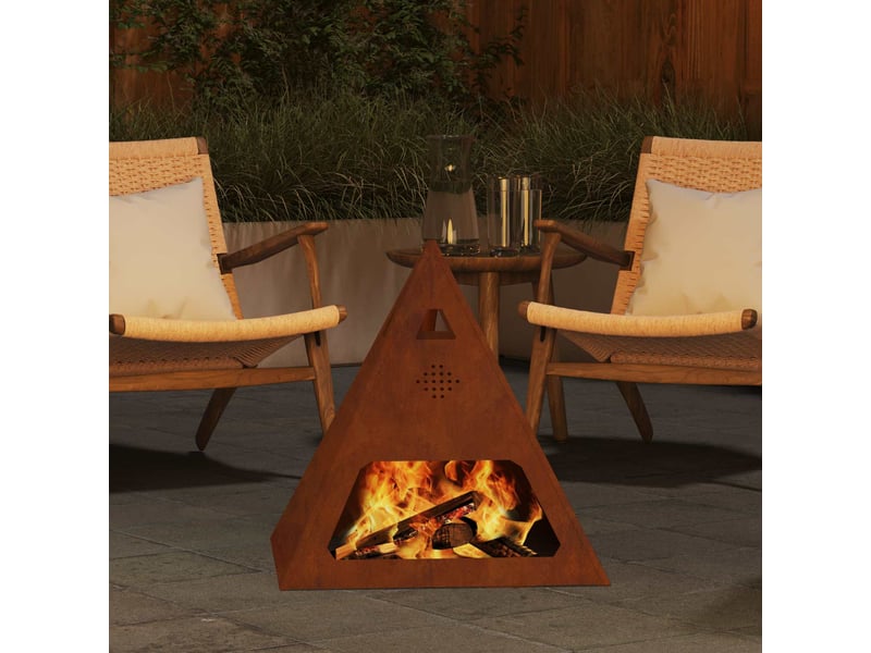 Brasero exterieur, foyer camping rouillé 50x50x51 cm acier patiné - Conforama D