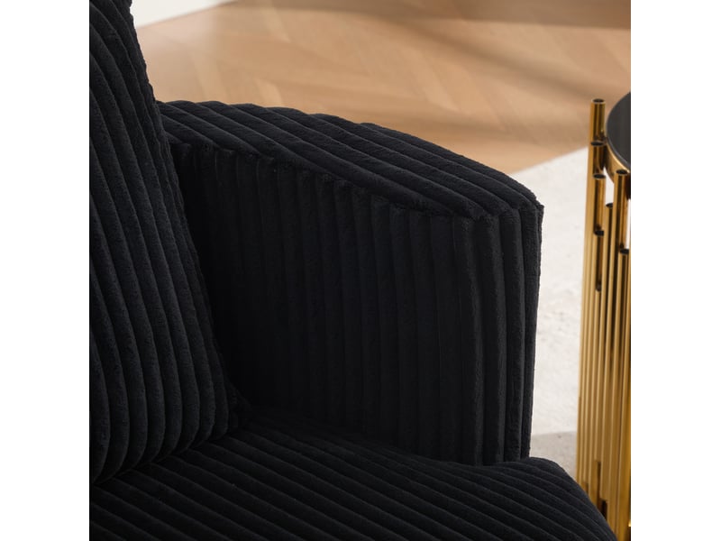  Fauteuil pivotant 76x79x78 cm avec rangement sous l’assise en cord noir  - Conforama D