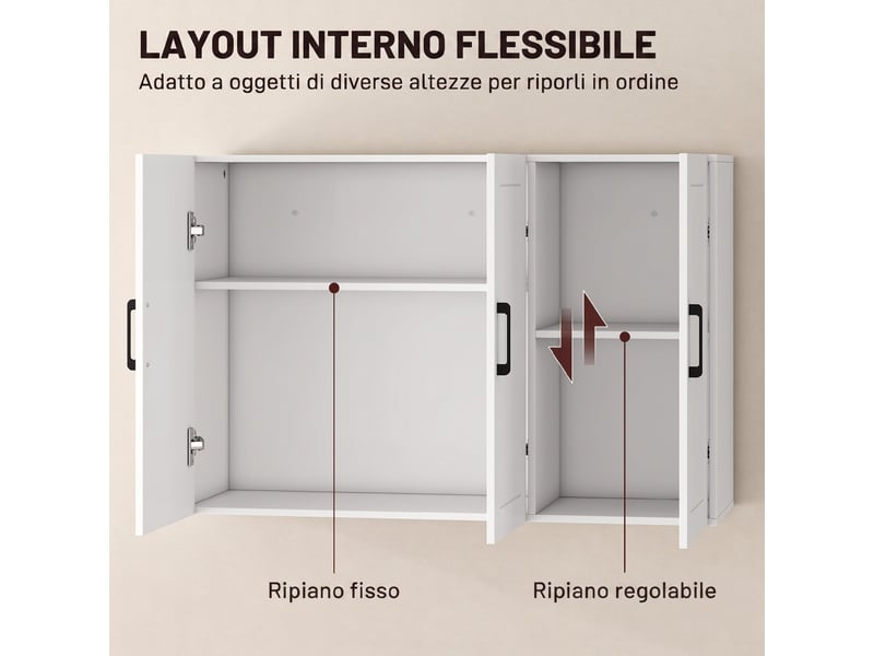  Armoire murale de salle de bain en mdf blanc, 3 portes, 90 x 30 x 60 cm  - Conforama W