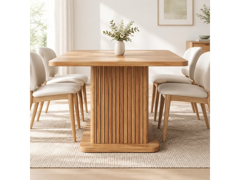  Table de salle à manger avec rangement intégré, ouverture à pression, en mdf, aspect bois foncé 80 × 80 × 76 cm  - Conforama B