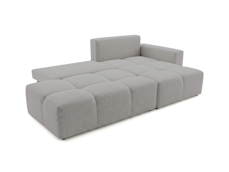  Celine - canapé d'angle fixe convertible 4 places en bouclette  - Conforama C