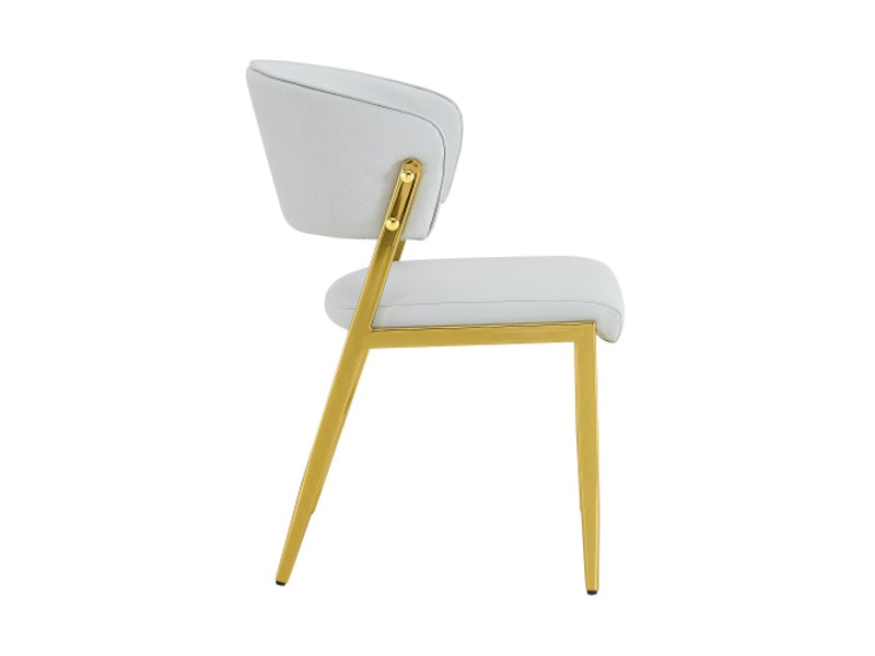  Ensemble 2 chaises salle à manger modernes – piètement métallique, assise et dossier rembourrés, solides  - Conforama D