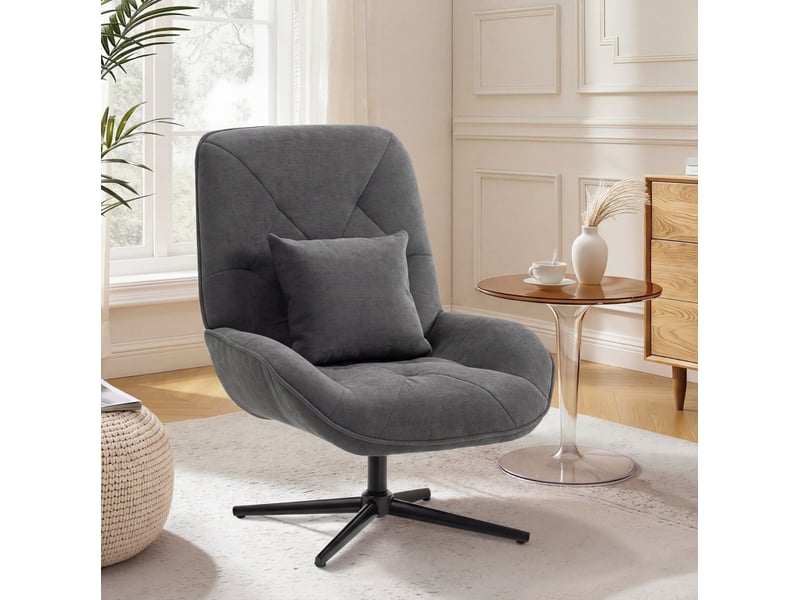  Fauteuil pivotant en chenille avec coussin lombaire, gris foncé  - Conforama B
