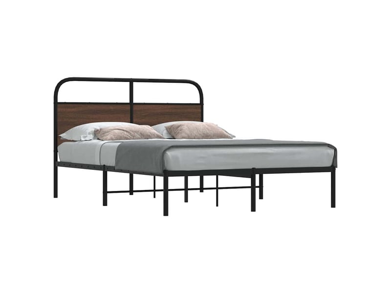  Lit adulte, lit semi-double, cadre de lit sans matelas 135x190cm chêne marron cf10609  - Conforama B