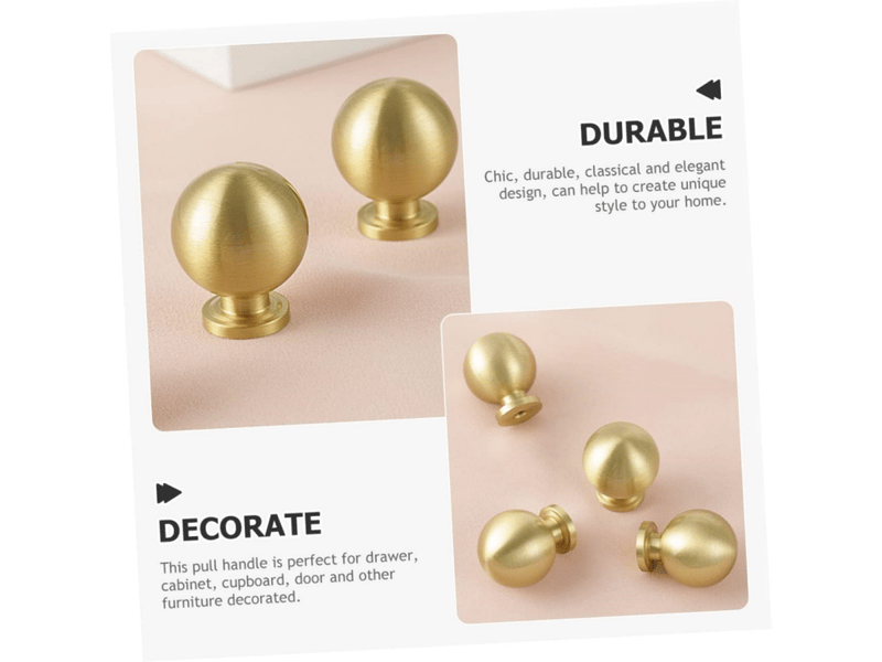  Lot de 4 accessoires pour placards, tiroirs et commodes de cuisine : poignées en bois doré, style moderne  - Conforama C