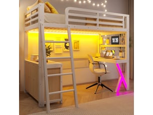 Lit mezzanine 90x200 cm <strong></strong>  <strong></strong> coloris blanc