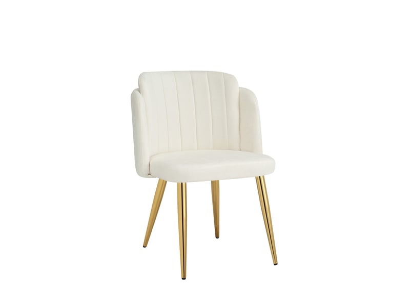  Lot de 2 chaises de salle à manger 58,5x62x78 cm rembourrées blanches pieds dorés  - Conforama D