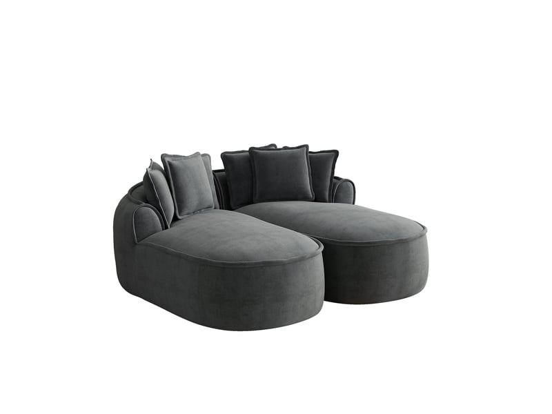  Canapé nuage modulable 2 places 184x164x67 cm, sans montage, coussins inclus, transformable, tissu en chenille, gris  - Conforama A