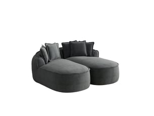 Canapé nuage modulable 2 places 184x164x67 cm, sans montage, coussins inclus, transformable, tissu en chenille, gris