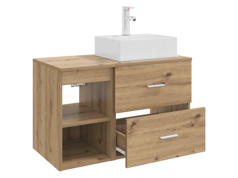 Ensemble de mobilier de salle de bain 2 pcs chêne artisanal shl961 - Conforama D