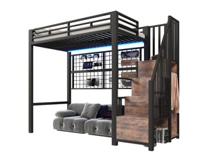 Lit mezzanine 90x200 cm <strong>MODENUIT </strong> <strong></strong> coloris noir