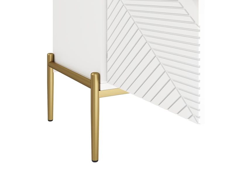  Buffet 4 portes avec rangement pour salle à manger en mdf et panneaux de particules 162×40×80 cm blanc  - Conforama D