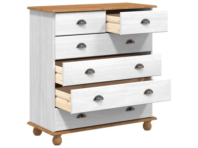 Commode chambre adulte, armoire à tiroirs askim blanc 91x40x95,5 cm bois de pin massif - Conforama E