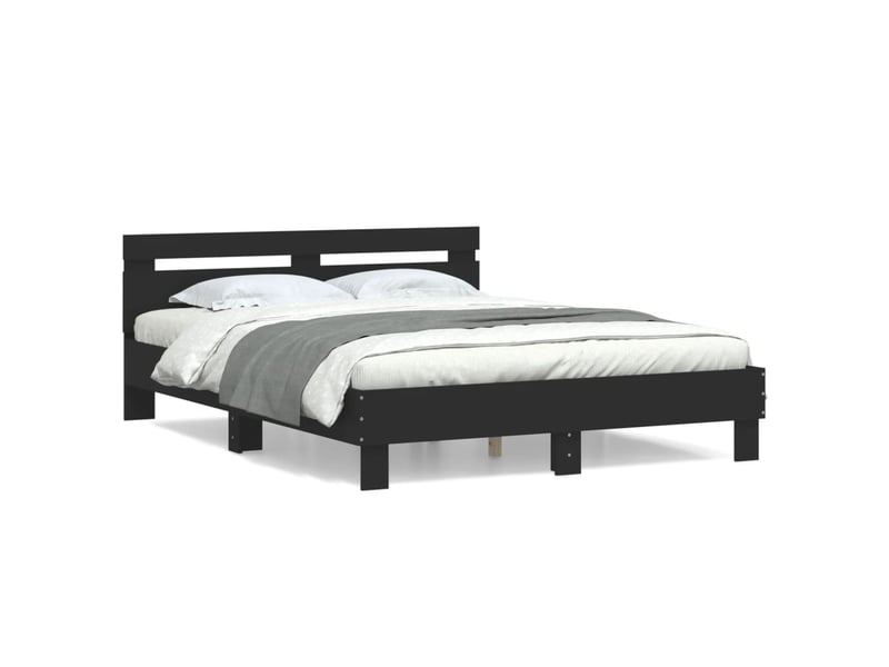  Lit double- lit adulte -  cadre de lit sans matelas noir 150x200 cm  - Conforama A